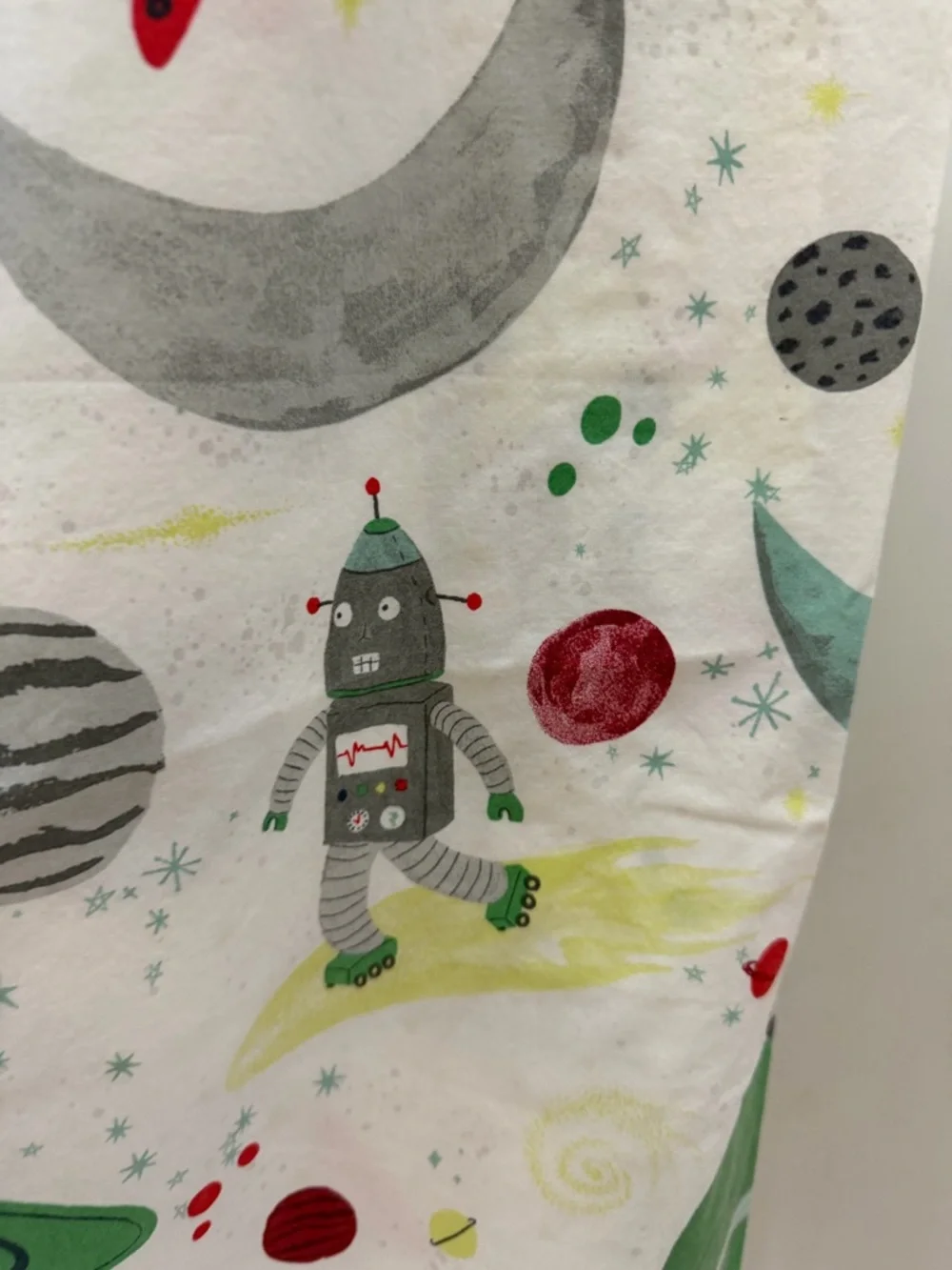 Pottery Barn Kids Robot Space Skateboard Twin Flat Sheet Bedding Cotton
